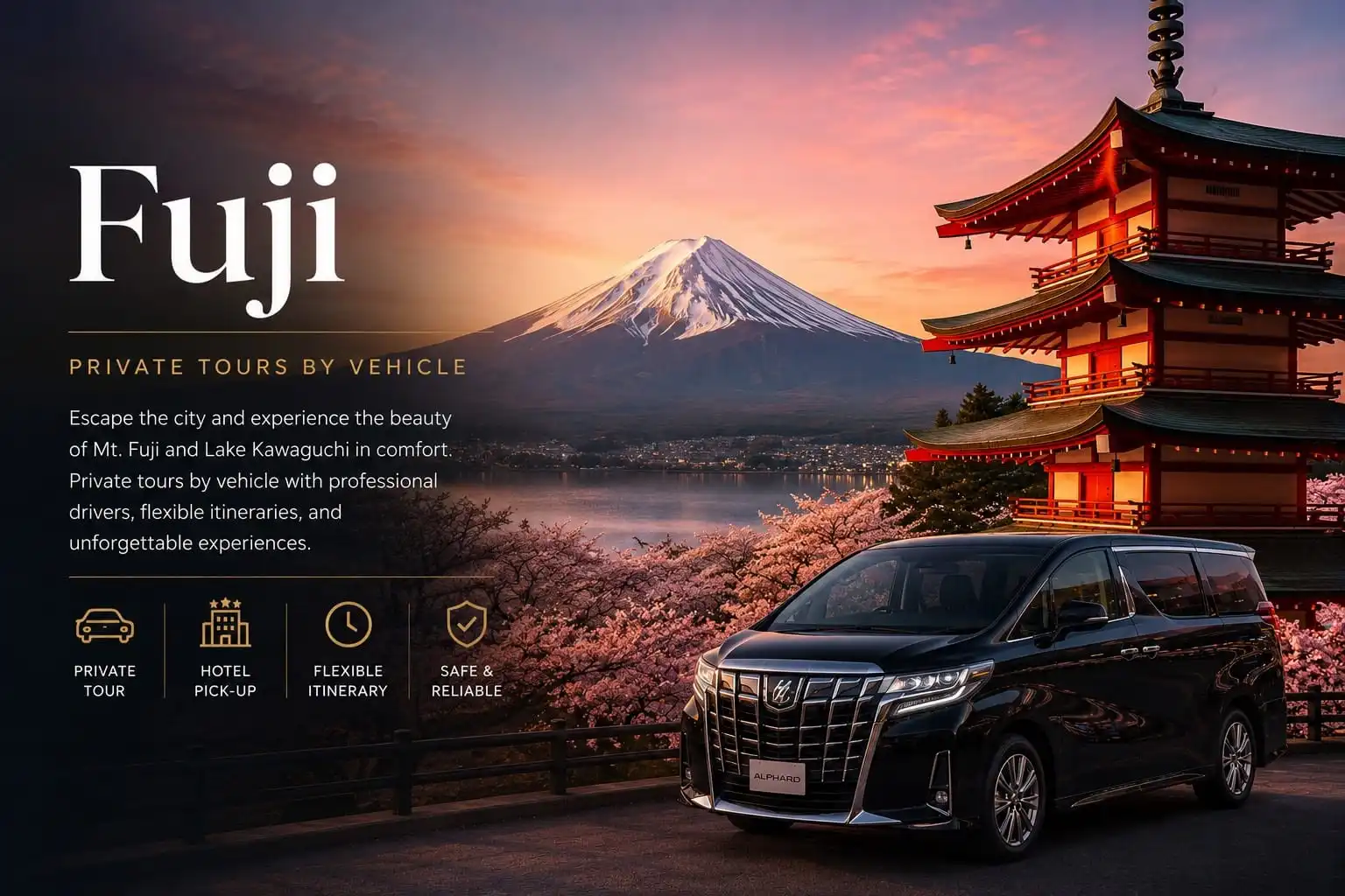 Fuji and Lake Kawaguchi Tour-Per Group (Hotel Pick Up) Customizable